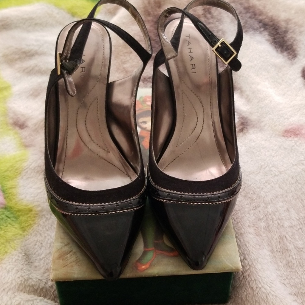 Tahari Black Slingback Heels Size 10